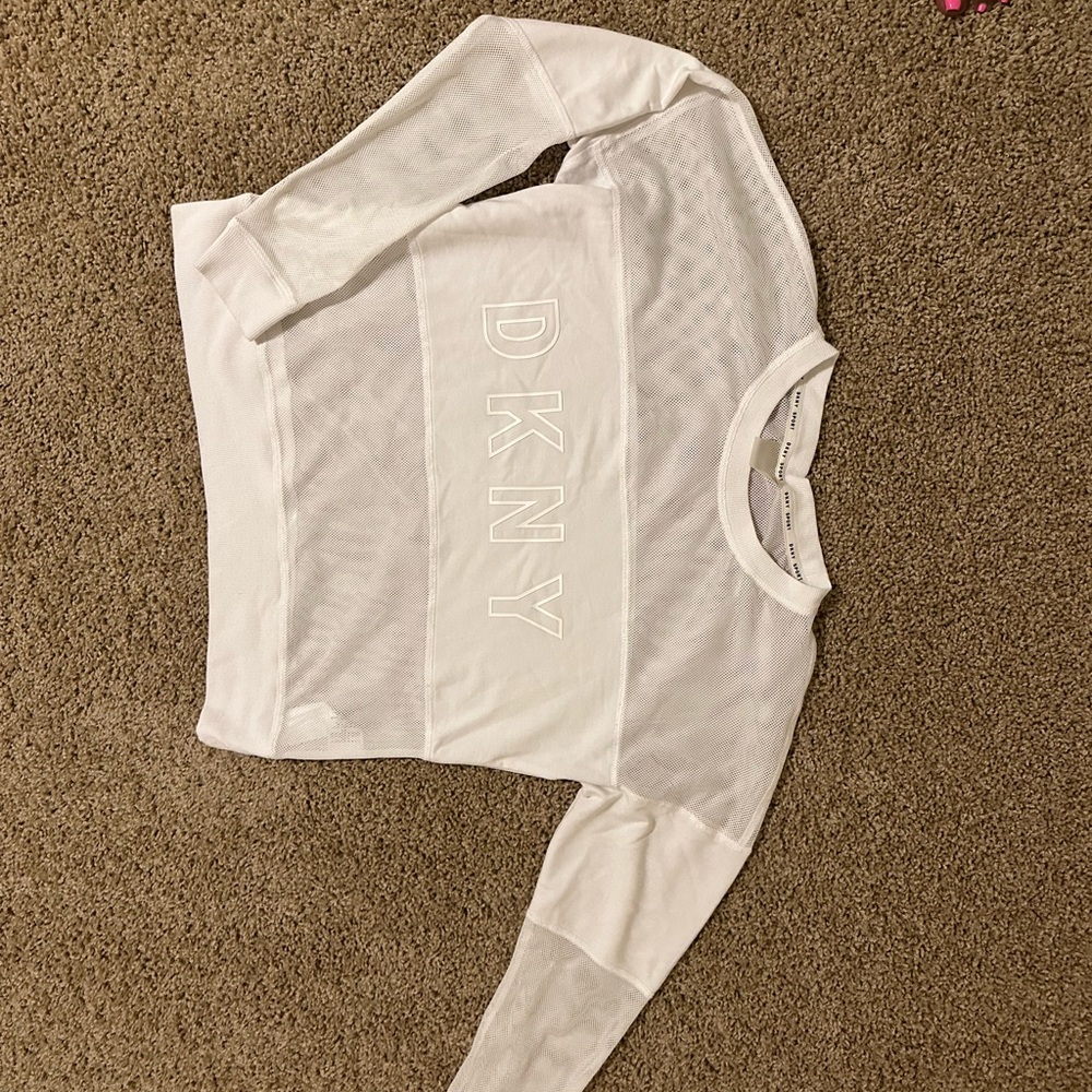 DKNY Women's White Mesh Top